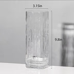 Modern Minimalist Glass Square Vase, Crystal Glass Vase, White - color: White