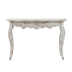 WILLIAMSPACE 46" Farmhouse Console Table, French Country Wooden Hallway Table, Unique Retro Entryway Table Long Accent Sofa Table for Living Room Bedroom, Slimline Whitewash Console Table - color: 46" Farmhouse Console Table