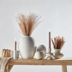 47th & Main Taper Candle Holders for Candlesticks, Ceramic Minimalist Abstract Decorative Candleholder for Dining Table Centerpiece, 3.5" L x 2.25" W x 4" Tall, White