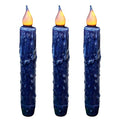 CVHOMEDECO. Real Wax Hand Dipped Battery Operated LED Timer Taper Candles Rustic Primitive Flameless Lights Decor, 6-3/4 Inch, Navy Blue, 3 PCS in a Package - color: Navy Blue 3 PCS