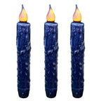 CVHOMEDECO. Real Wax Hand Dipped Battery Operated LED Timer Taper Candles Rustic Primitive Flameless Lights Decor, 6-3/4 Inch, Navy Blue, 3 PCS in a Package - color: Navy Blue 3 PCS