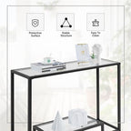 Yaheetech 42 Inch Console Table, Tempered Glass Entryway Table, 2-Tier Sofa Tables with Storage Shelves, Entrance Tables for Hallway Living Room, Black - color: Black