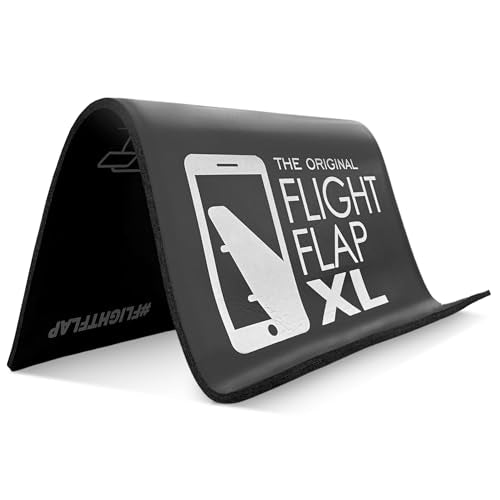 Flight Flap Airplane Tablet Holder, Flexible Cell Phone and Tablet Holder Extra Large 12x7”, Folding Cellphone Stand for Desk, Kindle, Bed, Airplane Gadgets Long Travel Essentials (Black) - color: Black, size: Extra Large