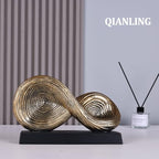 QIANLING Abstract Art Sculpture, Infinity Loop Symbol Sculpture, Abstract Decorative Statue, Gold Knot for Home Accents Decor, Decorativas Modernas for Coffee Table, Entryway, Living Room, Office