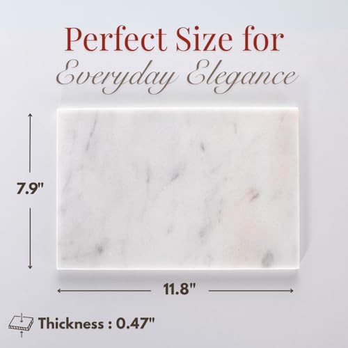 Handcrafted Marble Tray – Bathroom Counter Organizer, Jewelry Tray, Perfume Organizer & Decorative Tray for Vanity Accessories, Coffee Table Decor & Bathroom Countertop (Rectangular, Mugla White) - color: Mugla White, size: 11.8" x 7.8" x 0.5"