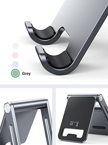 UGREEN Phone Stand for Desk Cell Phone Holder Adjustable Compatible with iPhone 17 Air/16/15/14/13 Pro Max/12 Mini/11/XS Max/XR/X/Nintendo Switch, Aluminum Metal Desktop Stand Portable, Space Grey