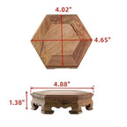 Wooden Display Stand Base 4.65" x 1.38" Hexagonal Wood Carved Pedestal Oriental Style Home Decoration for Vase, Flower Pots, Teapot, Table Lamp, Fishbowl - style: Hexagonal