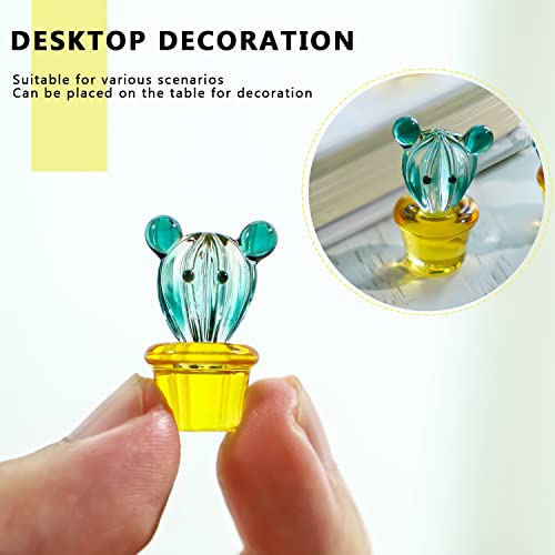 5pcs Glass Cactus Art Hand Blown Figurines Glass Miniature Cactus Simulation Desert Plants Collectibles Home Table Decoration Ornament - color: Cactus 2*