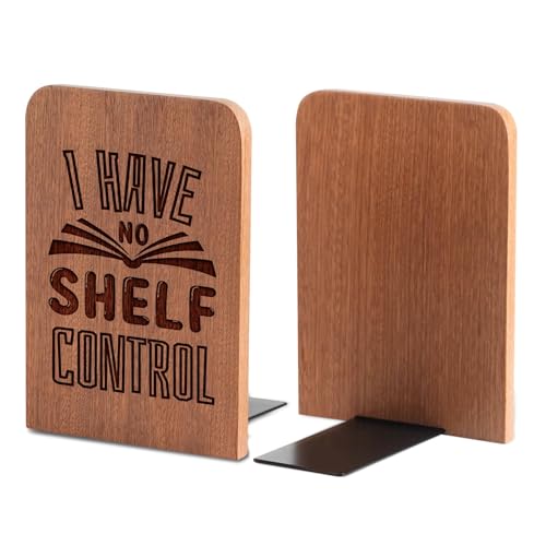 Book Lovers Gifts, Novelty Bookends Unique, Gifts for Book Lovers, Heavy Duty Wooden Book Ends for Shelves Decorative(1 Pair, 4.72x6.69 Inches) - No Control - color: Noctrl