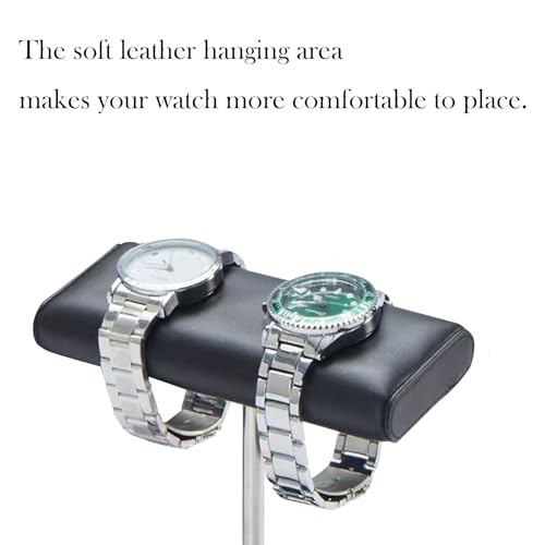 Men's Premium Handcrafted Watch Display Stand,Watch Stand,Watch Organizer,Watch Holder,Bracelet Display Stand,Natural Marble Base with Leather Surface (black) - color: black
