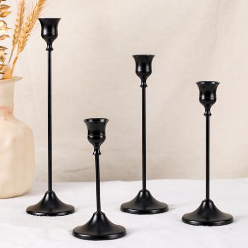 Candlestick Holders, 4PCS Taper Candle Holder for Candlesticks, Black Candle Holders for Table Centerpiece, Wedding, Party - color: Black, size: 4pcs