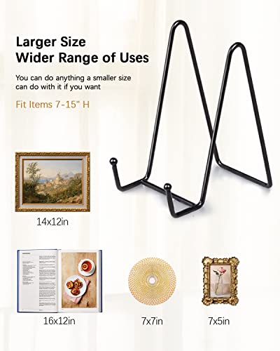Lzerking 10 Packs Display Stands for Plate, 6 Inches Black Plate Stands for Display, Metal Plate Holder Picture Stand for Picture, Decorative Plate, Book, Photo