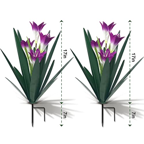 Homight Metal Agave Plant Outdoor Decoration Lily Mexican Yard Art Garden Gift Home Decor Hand Painted Metal Agave Garden Yard Statue, Outdoor Lawn Ornaments (2 Big Purple Lilies) - color: 2 Big Purple Lilies