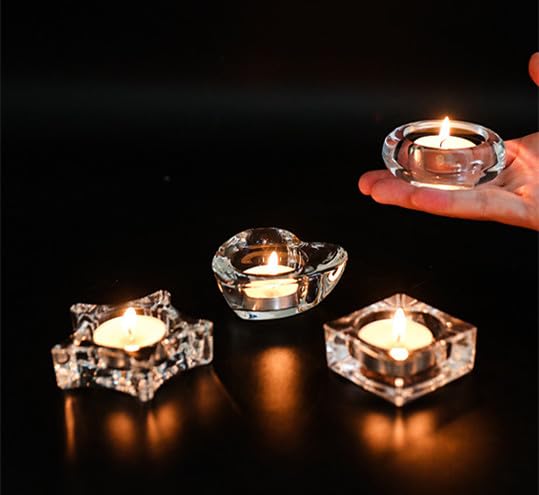 2 Pcsc Tealight Candle Holder - Chunky Glass Votive Candle Holder for Wedding Party & Home Decor (Round)