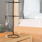 2 Tier Jewelry Display Holder,Retail Spinner Display Stand,Rotating Bracelet Storage Rack,Dressing Table,Black - color: Black 1Pcs
