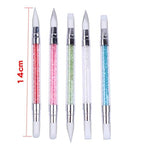 5 Pcs Nail Art Sculpture Pen Dual Tipped Silicone Nail Tools Nail Art Silicone Brushes for Design Nail Carving Drawing Shaping Effect - color: e-5pcs
