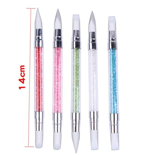 5 Pcs Nail Art Sculpture Pen Dual Tipped Silicone Nail Tools Nail Art Silicone Brushes for Design Nail Carving Drawing Shaping Effect - color: e-5pcs