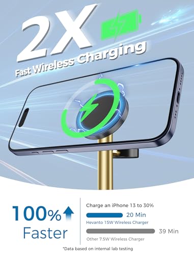 Hevanto 2026 3 in 1 Wireless Charging Station for Apple MagSafe Charger, 15W Fast Magnetic Mag-Safe Charger Stand for iPhone 17 16 15 14 13 12 Apple Watch AirPods Series, Gold&Black - color: Gold&Black