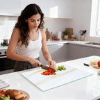 Murrey Home Glass Cutting Board for Kitchen Counter, Tempered Glass Chopping Boards Dishwasher Safe, Small Clear Countertop Tray, Scratch Resistant, Heat Resistant, Non Toxic, Gold Marble, 24"x18" - color: Textured Gold Marble, size: 23.6"L x 17.7"W