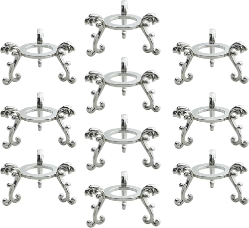 10pcs Large Crystal Ball Display Stand Silver Sphere Holder for 40-100mm Sphere - Metal Tripod Base for Crystals, Rock,Balls - color: Silver_Large-10pcs