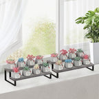 YINMIT Wooden Display Riser Stand, Tiered Perfume and Cologne Organizer Stand, 2 Tier Spice Rack Organizer, Rustic Display Shelf for Candles (2 Tier,2Pack,Grey) - color: 2 Tier,2Pack,Grey