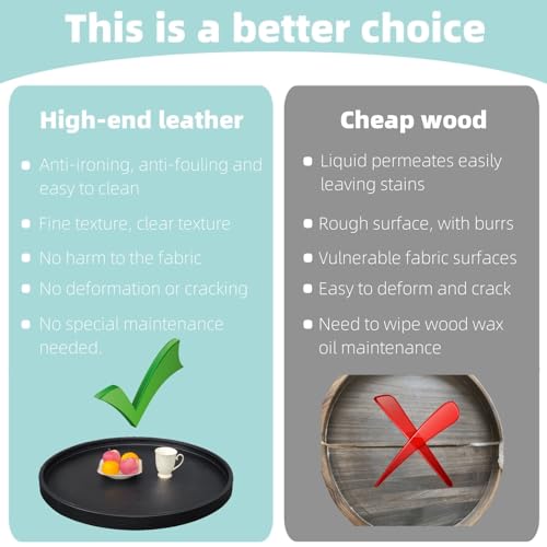 25 x 25 inches high-end Light Luxury Leather Round Oversized Service Tray, Ottoman Tray，Coffee Tray, Food Tray, Family Dinner, Out-of-House Picnic, Party Essential Tray (25 inch Beige) - color: 25 Inch Beige