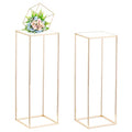 Nuptio Gold Vases for Centerpieces Wedding with Acrylic Panel - 2 Pcs 31.5 inch Tall Metal Flower Vase Flowers Stand - Elegant Bulk Weddings Decoration Table Geometric Centerpiece for Party Tables - size: 31½ inch Tall