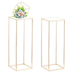 Nuptio Gold Vases for Centerpieces Wedding with Acrylic Panel - 2 Pcs 31.5 inch Tall Metal Flower Vase Flowers Stand - Elegant Bulk Weddings Decoration Table Geometric Centerpiece for Party Tables - size: 31½ inch Tall