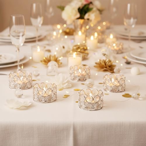 Pack of 20 Silver Crystal Tealight Candleholders - Candlestick Bowls Tea Lamp Candle Holders, Votive Candlestick Holders for Table Centerpieces, Diwali Decorations for Wedding Holiday Party Home Decor - color: Silver, size: 10 Pcs