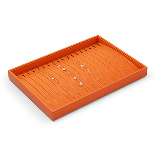 Oirlv Luxury Leather Jewelry Tray Necklace Bracelet Organizer Tray Stackable Jewelry Plate Necklace Bracelet Display Storage - color: Orange, size: Necklace/Bracelet Tray