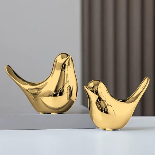 Small Animal Statues 2 Pack, Home Decor Modern Style, Decorative Ornaments for Living Room, Bedroom, Office Desktop, Cabinets, Gold - color: Gold