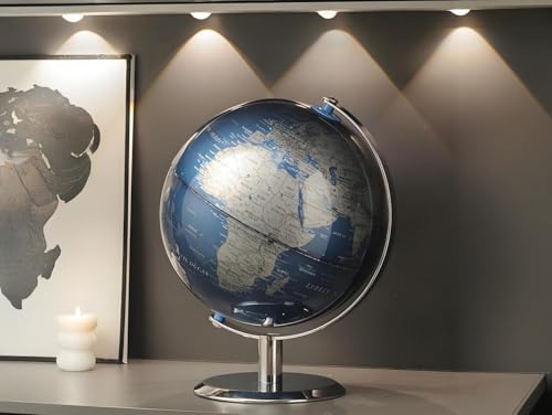 TTKTK World Globe with Stainless steel Stand, 8inch Earth Modern Desktop Globe For Educational Home Office Desk Bookshelf Decor, Cool Tech Gift for Business Men Father Boys Adults & Kids