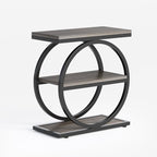 LITTLE TREE End Table, 3-Tier Side Table, Slim Sofa Side Table for Living Room, Tall Bedside Table Nightstand for Bedroom, Grey and Black - color: Grey