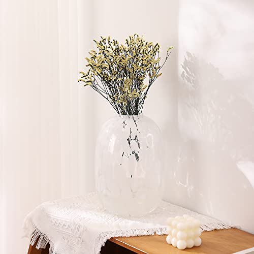 White Glass Vase, Large Glass Vase for Flowers, Modern Flower Vases, Tall Floor Vases for Living Room, Dining Table, Mantle, Shelf, Wedding, Office, 10 Inches - color: White