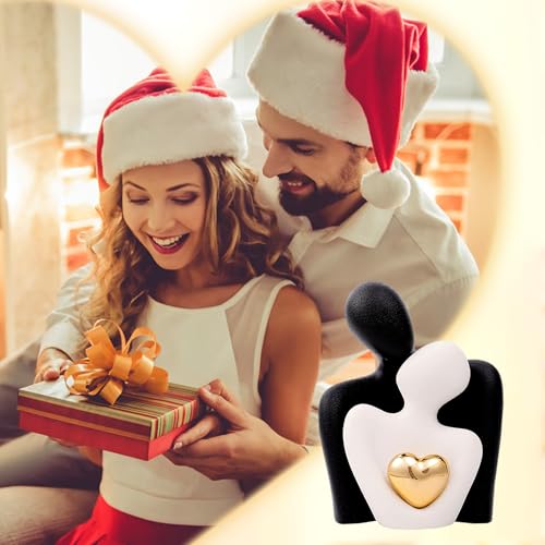 Home Decor for Couples, Mini Couple Ceramic Statue Tv Stand Decor, Bedroom Decor Love Statue Couple Knick Knacks Unique Decoration- Gifts for Her Romantic Gifts(4.72in) - color: Black, size: 4.72in