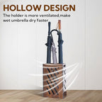 Brown Umbrella Stand for Entryway, Umbrella Holder with Removable Water Tray, PVC Umbrella Storage Bin Indoor Outdoor, Freestanding Storage Organizer for Home, Office, Hotel