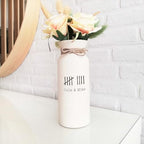 9th Anniversary Pottery Gift for Her Personalized Ceramic Vase with Tally Marks White Handcrafted Custom Couple Names Keepsake 9 Years Marriage, Engraved Handmade 3 x 8 Inches