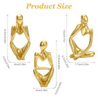 3PCS Gold Thinker Statues Home Decor, Resin Abstract Trendy Art Sculpture, Modern Aesthetic Collectible Figurines Display for Home Office Bedrooms Shelf Table Desktop Decoration