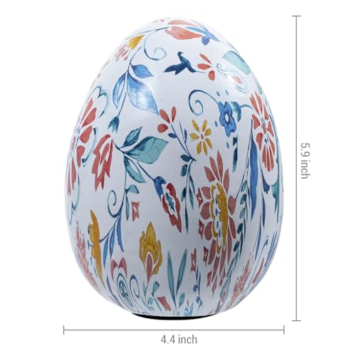 MyGift 6 Inch Tall Resin Decorative Egg with Vibrant Multicolor Artistic Floral Print, Spring Pattern Home Decor Small Tabletop Centerpiece Easter Decoration - color: Multicolored