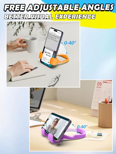 Gifts for Mothers Day Mom Wife Cell Phone Stand - 2 Pack Thumbs Up Lazy Phone Holder for Desk Birthday Gifts Stocking Stuffers for Kids Teens Boys Girls(Bright Purple & Orange Yellow, 2) - color: Bright Purple & Orange Yellow, size: 2