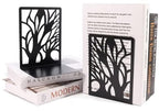 Tree Bookends Metal Nonskid Bookends Heavy Duty Bookshelves Organizer Office Bookend for Shelves, Book Ends for Heavy Books (Tree Shadow C-Black, 1 Pair) - color: Tree Shadow C-black, 1 Pair