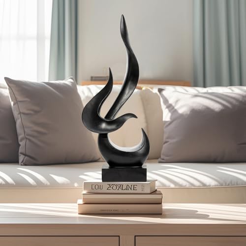 Black Fire Flame Sculpture, Modern Abstract Resin Statue, Art Statue Home Decor for Living Room TV Stand Coffee Table Shelf Accents Decor. - color: Black, size: Large