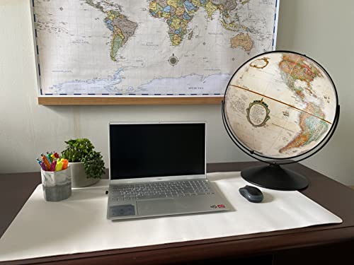 Replogle Eureka 16 inch desktop globe with up to date antique raised relief map and full swing gyromatic assembly. The beautiful antique ocean product has vast amounts of up-to-date information will pique the interest of any geographical connoisseur of al