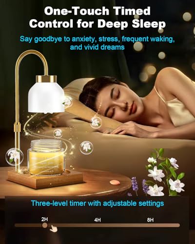 Candle Warmer Lamp with Timer - Upgraded Wax Warmer Lamp with Dimmable, Adjustable Height - Electric Candle Burner for Any Size Jar, Ideal Gift (White) - color: White