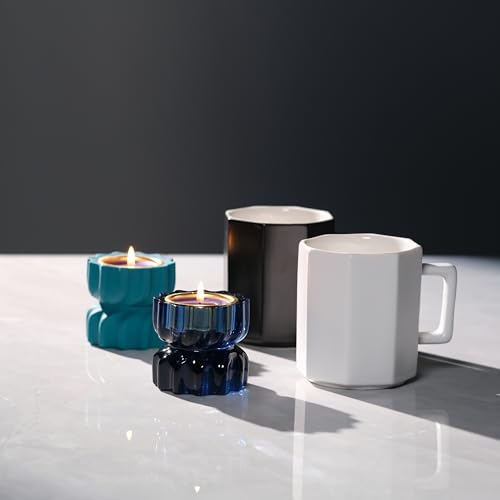 Twizzle Twist Tealight Holder, Decorative Tealight Candle Holder for Table Display, Unique Home Décor, Housewarming Gift, Spiral Sculpture Diwali Tea Light Stand Black Blue Resin Set of 2 - color: Black Blue