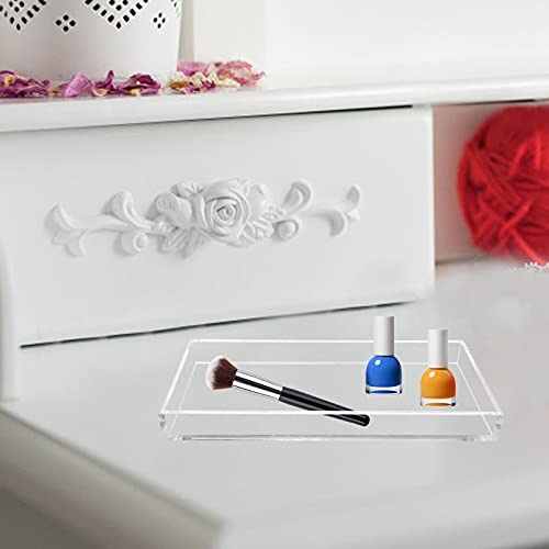 Bigfety Acrylic Vanity Tray for Organizing, Clear Bathroom Trays for Counter, Desk, Dresser - size: 7.8" x 0.7" x 3.9"