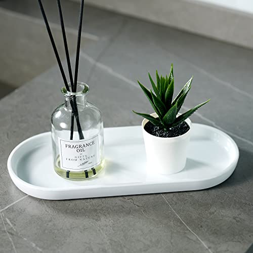 SheeChung Acrylic Vanity Tray Bathroom Storage Tray, 9.65 in x 4.5 in Catchall Holder, Countertop Sink Dispenser Organizer for Cabinet, Vanity, Shelf, Cupboard, or Closet Organization (2 Pack, White) - color: White Acrylic, size: 2 Pack (9.65" x 4.5" x 0.