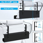 ZhiYo 16.5in Steel Cable Management Under Desk Tray, Large Clamp-On Under Table Cord Hider Tray, No Drill Cable Organizer for Desk, Wire Management Raceway, Black Rack, W3in x H4.7in - size: 16.5in L - Clamp-On