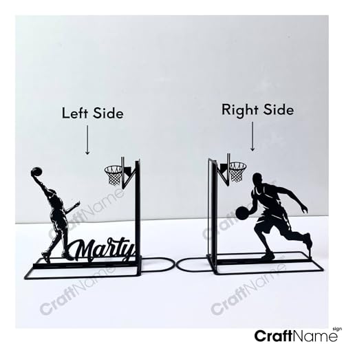 Sports Themed Metal Bookends, Book Ends for Shelves, Office Desk, Cookbook Stand, CD Holder, Magazine Holder for Office Organization, Housewarming Gifts New Home (Basketball Design) - color: Basketball Design