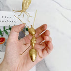 Gold Ant Sculpture Solid Metal Insect Ornament Mini Ant Figurine for Home Office Garden Desktop Decor - style: Ant